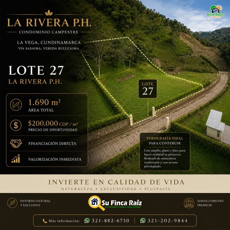 Lote en condominio campestre La Rivera
