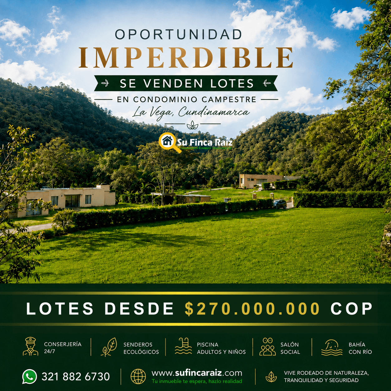 Lote en condominio campestre La Rivera